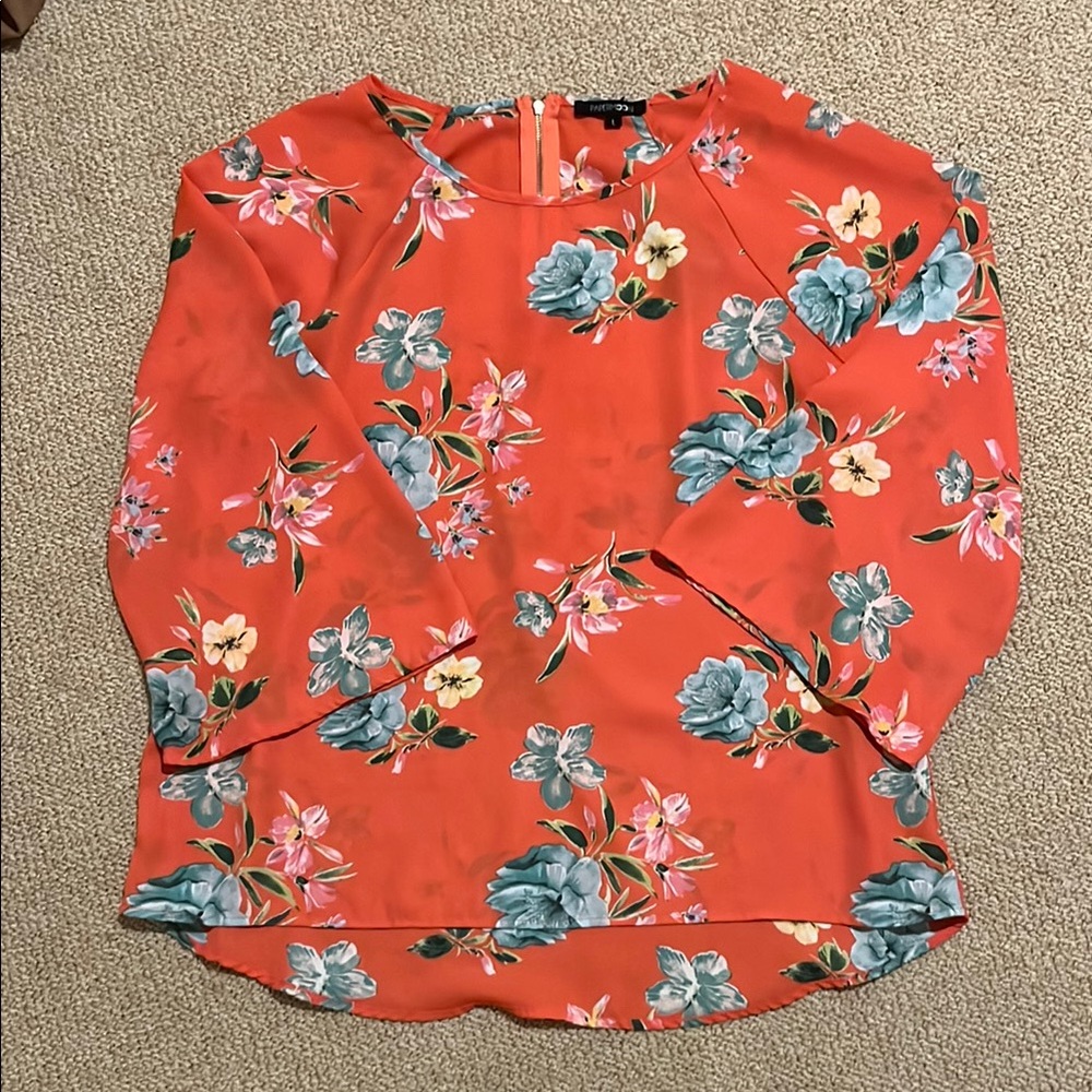 Floral Coral Women's Top